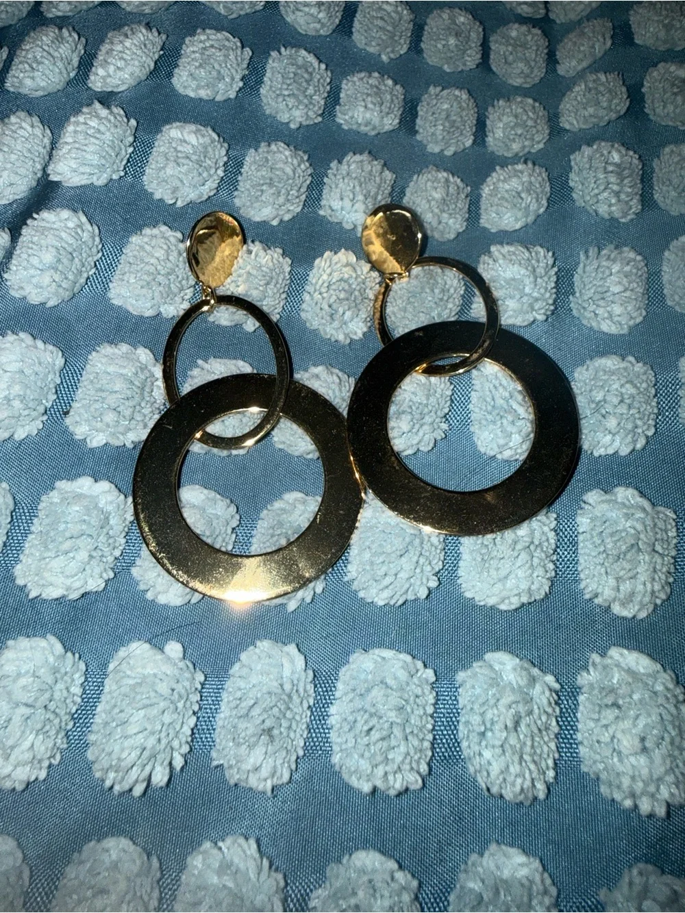 J. Crew Polished Gold Double-Ring Drop Earrings